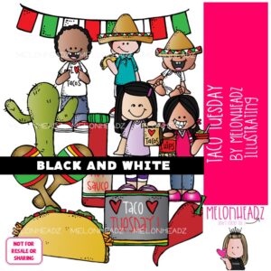 Taco Tuesday clip art Food clip art BLACK AND WHITE