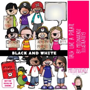 Talk Like a Pirate clip art, parrot BLACK AND WHITE