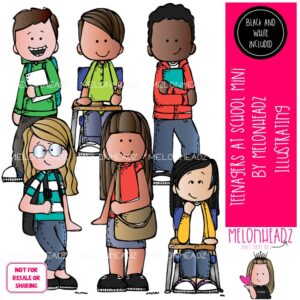 Teenagers at School clip art, Big Kids clip art Mini