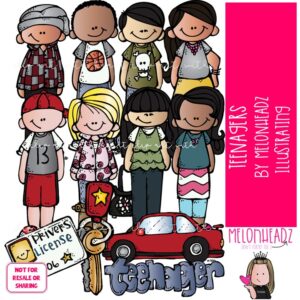 Teenagers clip art, Big Kids clip art COLORED Version
