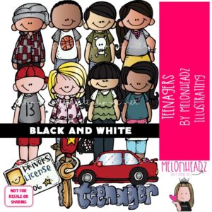 Teenagers clip art, Big Kids clip art LINE ART and BLACK AND WHITE