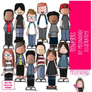 Teenagers clip art 2019, Big Kids clip art COLORED Version