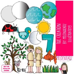 The Creation clip art, Bible clip art COLORED Version