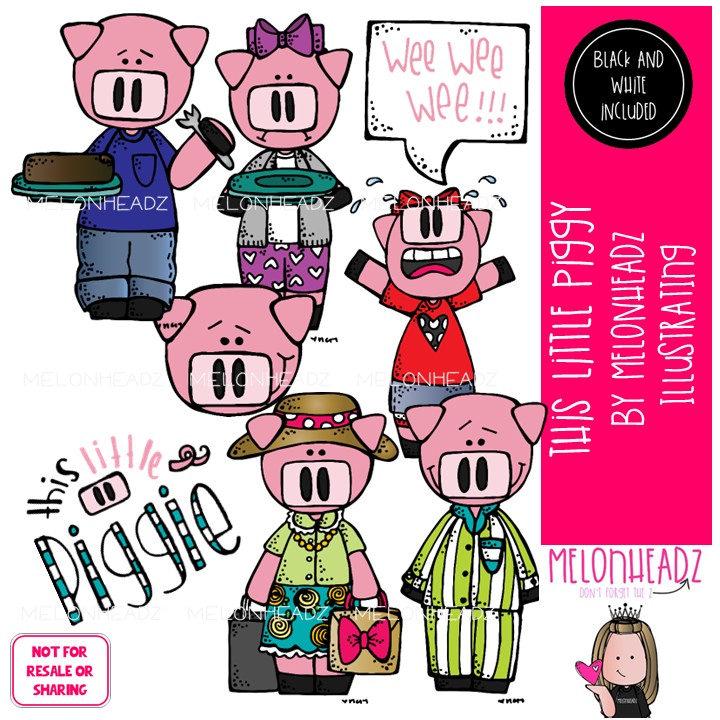 This Little Piggy clip art, literature, nursery rhyme COMBO PACK