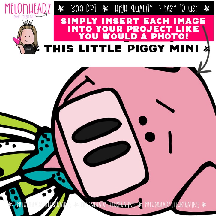 This Little Piggy clip art, literature, nursery rhyme COMBO PACK - Image 3