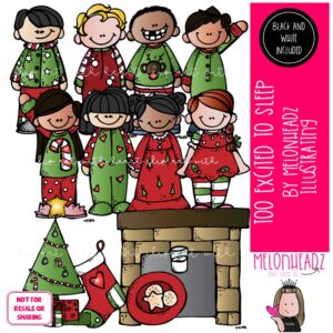 Too excited to sleep clip art, Christmas clip art, Pajama clip art COMBO PACK