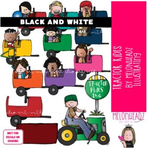 Tractor Ride clip art Amusement Park clip art Fair clip art BLACK AND WHITE