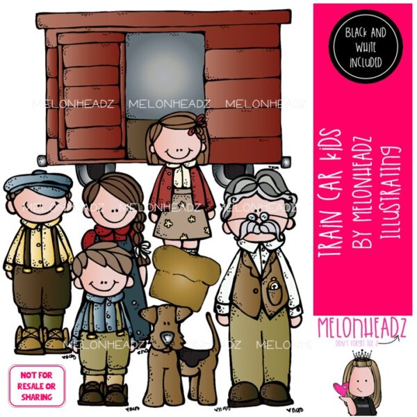 Train car kids clip art, literature, book companion COMBO PACK - Melonheadz