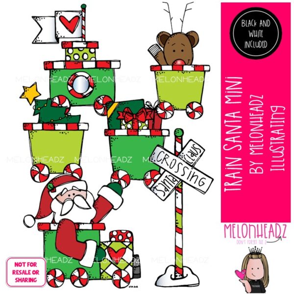 Train clip art, Santa clip art, Christmas clip art Mini - Melonheadz