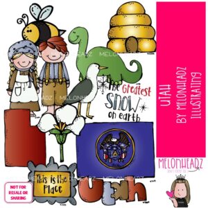 Utah clip art, state, pioneer COLORED Version