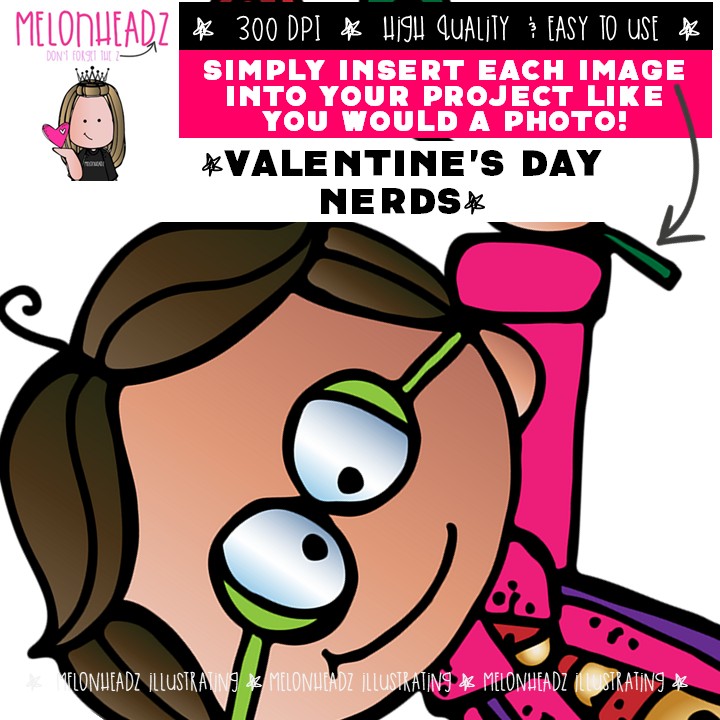 Valentine's Day clip art, Nerds clip art COMBO PACK - Image 3