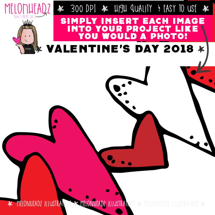 Valentine's Day clip art 2018, kid clip art COLORED Version - Image 3