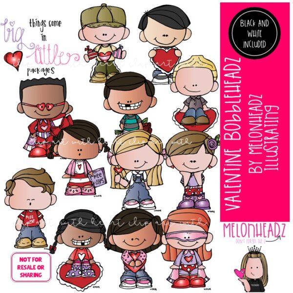 Valentine clip art - Bobbleheadz - COMBO PACK