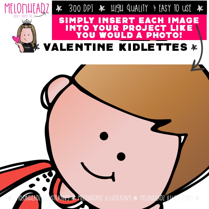 Valentine Kidlettes clip art, holiday clip art Mini - Image 3