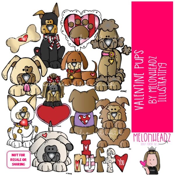 Valentine Pups clip art