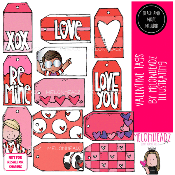 Valentine Tags clip art - COMBO PACK