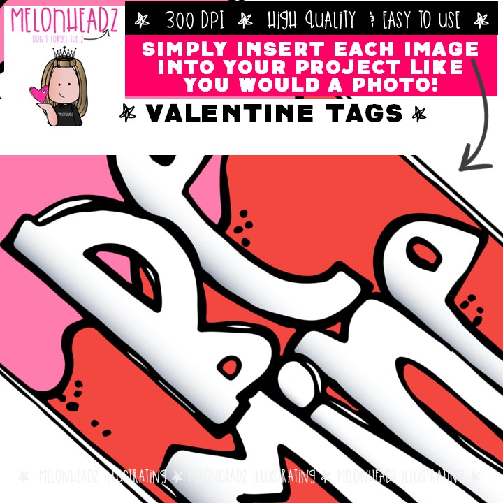 Valentine Tags clip art, Valentine's Day clip art COMBO PACK - Image 3