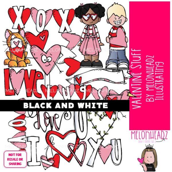 Valentine Stuff clip art - BLACK AND WHITE