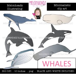 Whales clip art, Minimal Style Mini