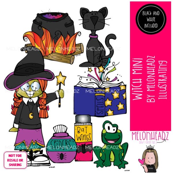 Witch clip art, Halloween Mini - Melonheadz