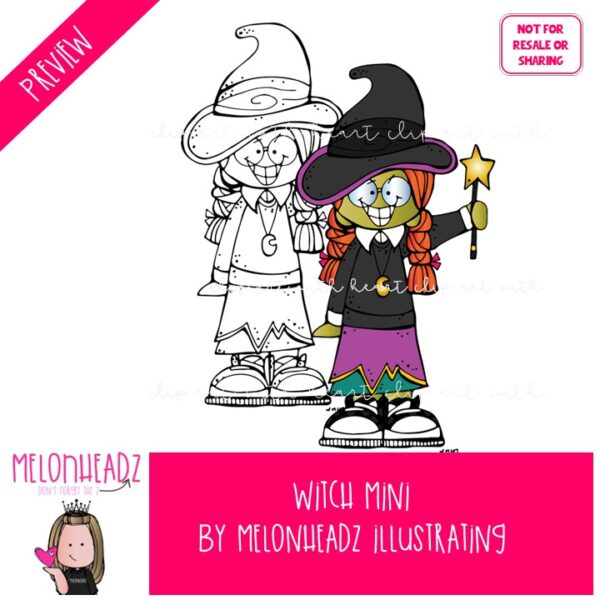 Witch clip art, Halloween Mini - Melonheadz