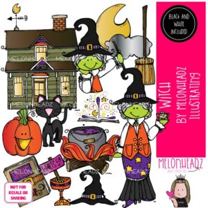 Witch clip art, Halloween, haunted house COMBO PACK