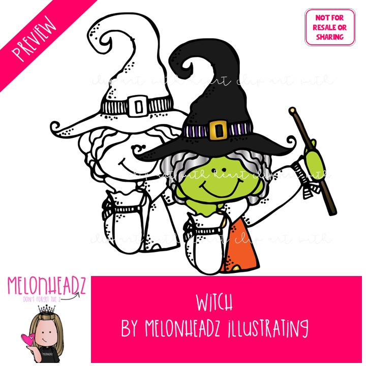 Witch clip art, Halloween, haunted house COMBO PACK - Image 2