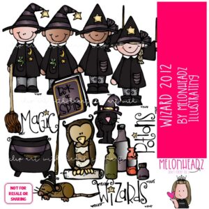 Wizard clip art 2012, witch, cauldron COLORED Version