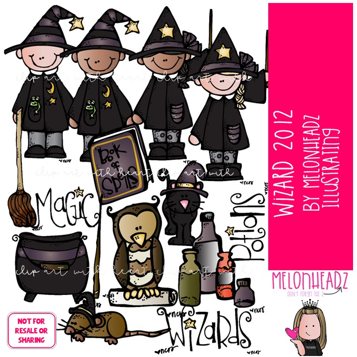 Wizard clip art 2012, witch, cauldron COLORED Version