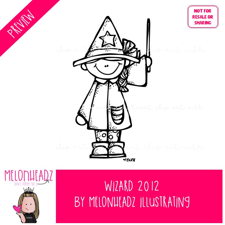 Wizard clip art 2012, witch, cauldron LINE ART and BLACK AND WHITE - Image 2