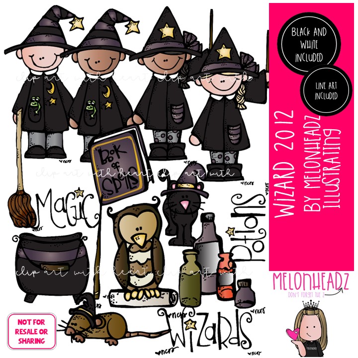 Wizard clip art 2012, witch, cauldron COMBO PACK