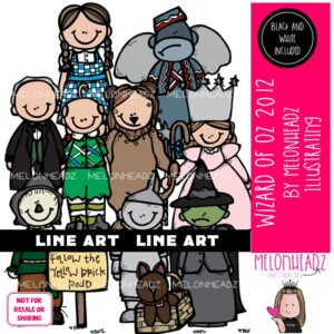 Wizard of Oz clip art 2012, literature, book companion LINE ART and BLACK AND WHITE