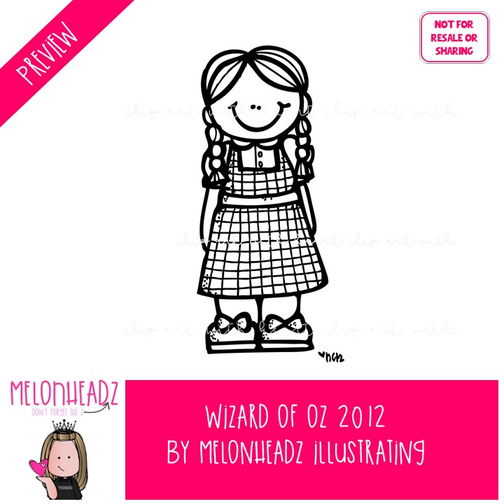 Wizard of Oz clip art 2012, literature, book companion LINE ART and BLACK AND WHITE - Image 2