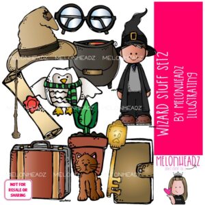 Wizard Stuff clip art 2, cauldron, witch COLORED Version