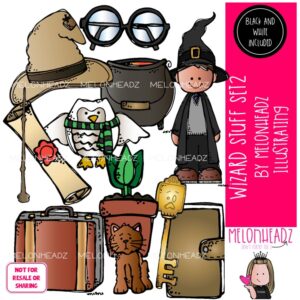 Wizard Stuff clip art 2, cauldron, witch COMBO PACK