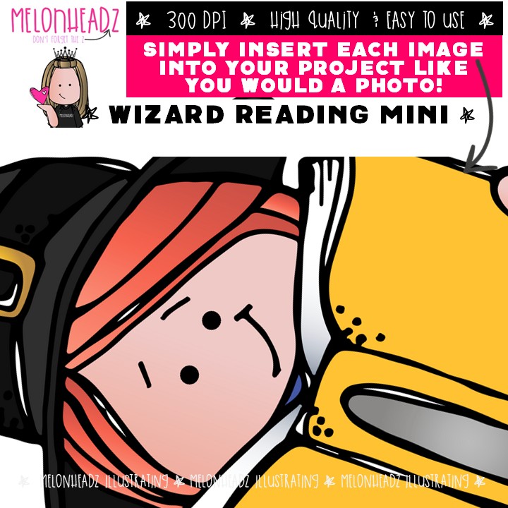 Wizard clip art, Reading, witch Mini - Image 3