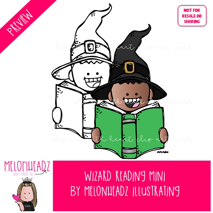 Wizard clip art, Reading, witch Mini - Image 2