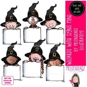 Wizard clip art, blank sign, witch Mini