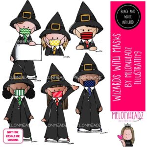 Wizard clip art, face masks Mini