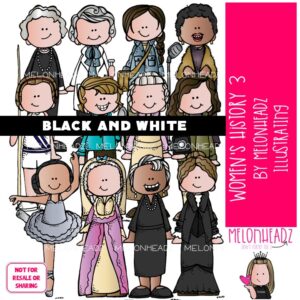 Women's History clip art 3, historical figure BLACK AND WHITE