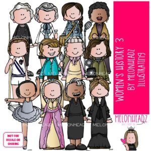 Women's History clip art 3, historical figure COLORED Version
