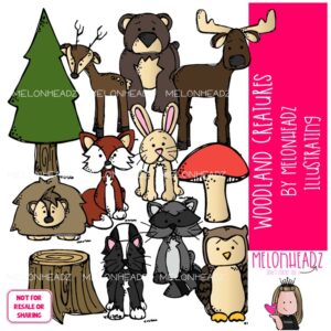 Woodland Creatures clip art 2020, forest animals COLORED Version