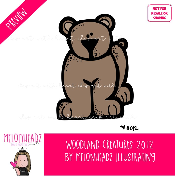 Woodland creatures clip art 2012, forest animals COLORED Version - Image 2