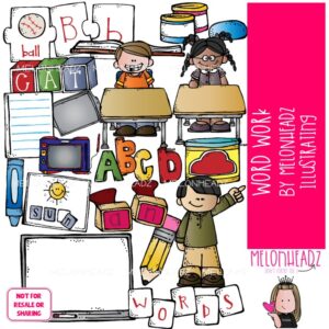 Word work clip art, classroom, education COLORED Version