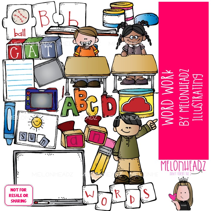 Word work clip art, classroom, education COLORED Version