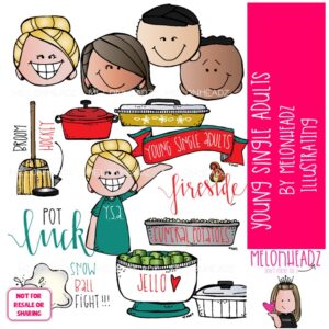 Young Single Adults clip art, YSA, LDS COLORED Version