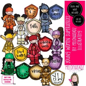 Young Women Superheroes clip art, LDS COMBO PACK