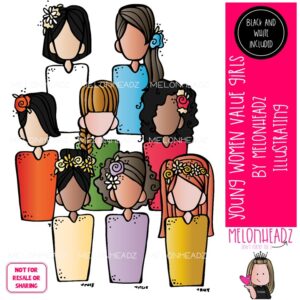 Young Women Value Colors clip art, No Face, LDS Mini