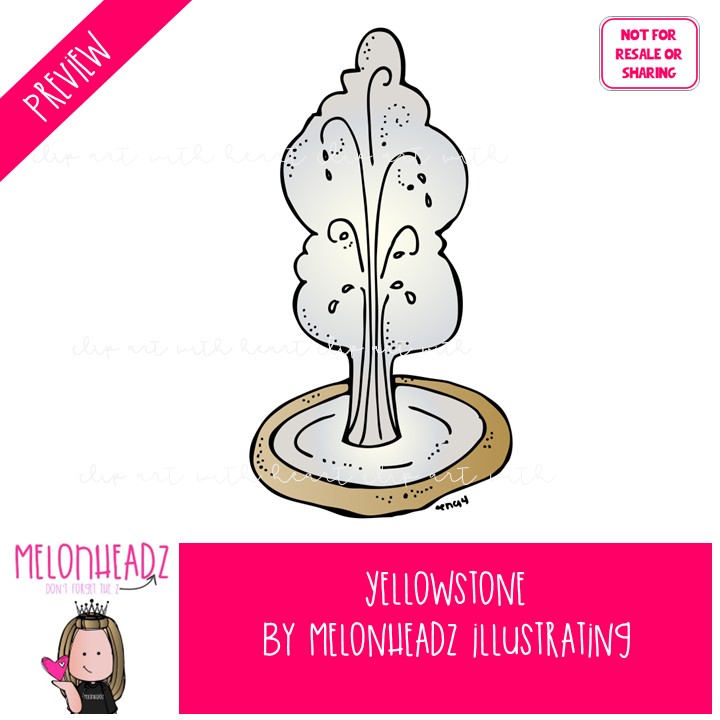 Yellowstone clip art, National Park, geyser COLORED Version - Image 2