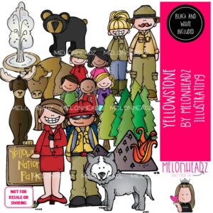 Yellowstone clip art, National Park, geyser COMBO PACK